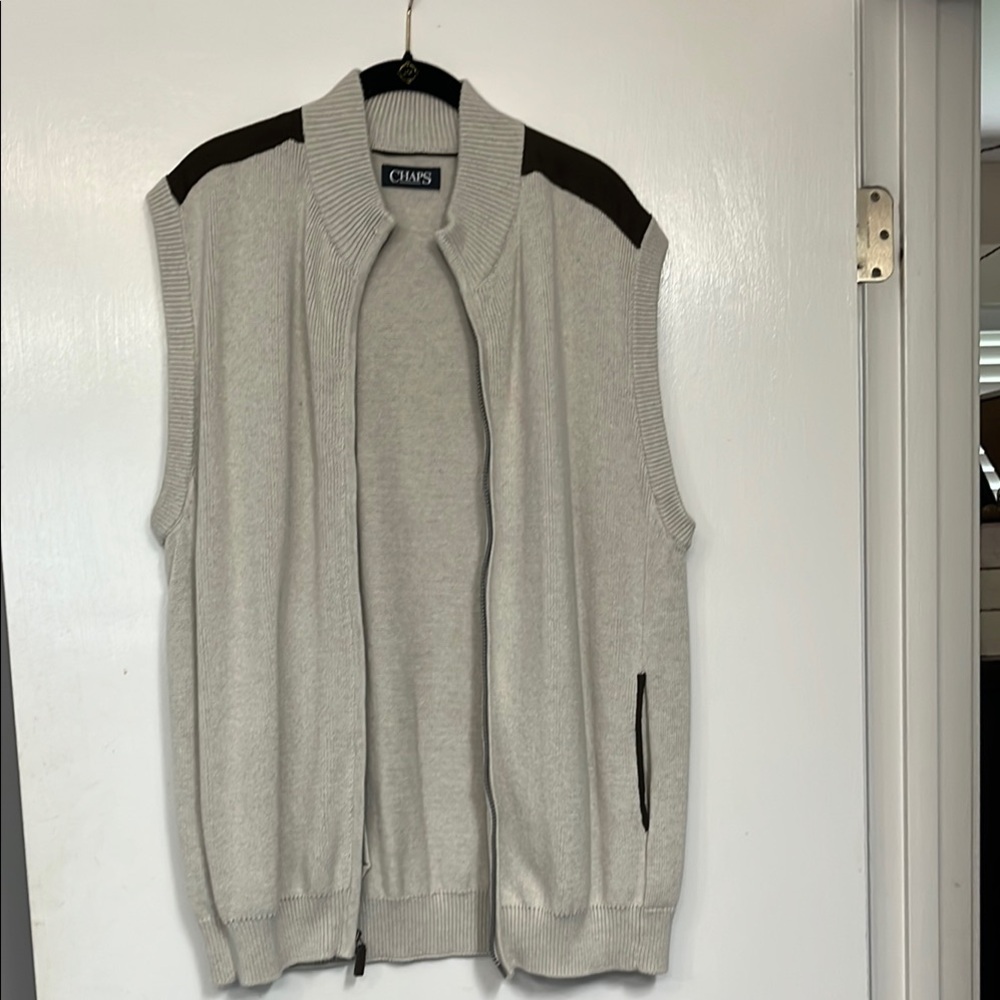 Chaps Beige Vest with Dark Accents